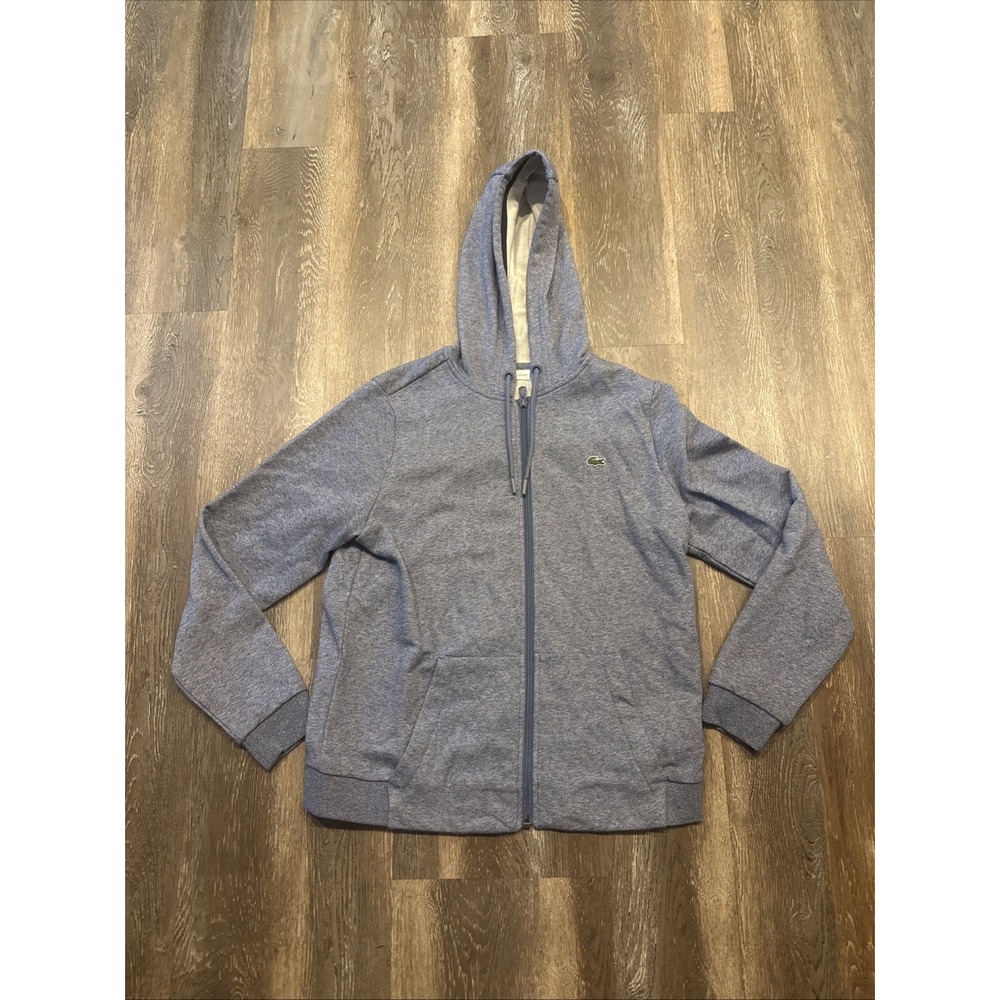 Lacoste Sport SF1550 Women's 38 Full Zip Hoodie Blue Gray Crocodile Logo